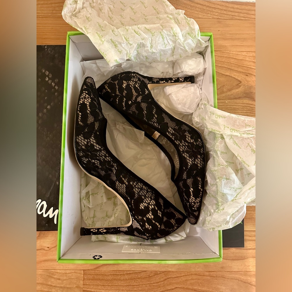 Sam Edelman Hazel Black Lace Heels Size 8.5